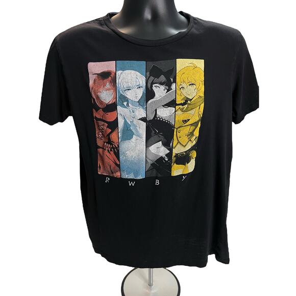 RWBY Anime Black T-Shirt - Ruby, Weiss, Blake, Yang | Official Rooster Teeth - Picture 1 of 8